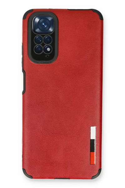 Xiaomi Redmi Note 11 Kılıf Loop Deri Silikon - Kırmızı