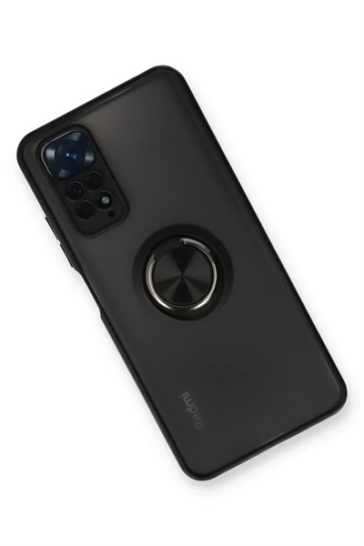 Xiaomi Redmi Note 11 Kılıf Montreal Yüzüklü Silikon Kapak - Siyah