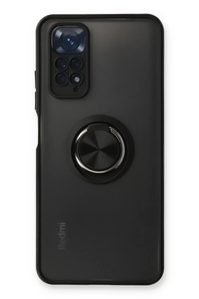 Xiaomi Redmi Note 11 Kılıf Montreal Yüzüklü Silikon Kapak - Siyah