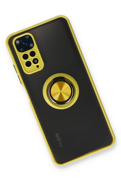 Xiaomi Redmi Note 11 Kılıf Montreal Yüzüklü Silikon Kapak - Sarı