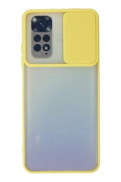 Xiaomi Redmi Note 11 Kılıf Palm Buzlu Kamera Sürgülü Silikon - Sarı