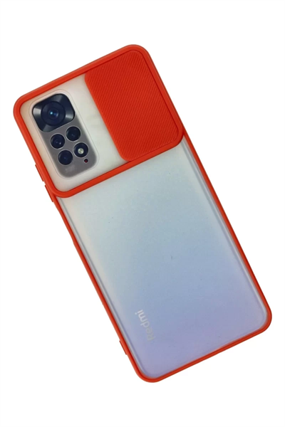 Xiaomi Redmi Note 11 Kılıf Palm Buzlu Kamera Sürgülü Silikon - Kırmızı
