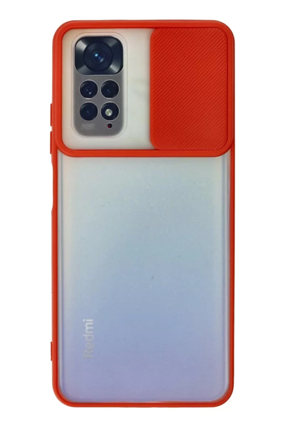 Xiaomi Redmi Note 11 Kılıf Palm Buzlu Kamera Sürgülü Silikon - Kırmızı