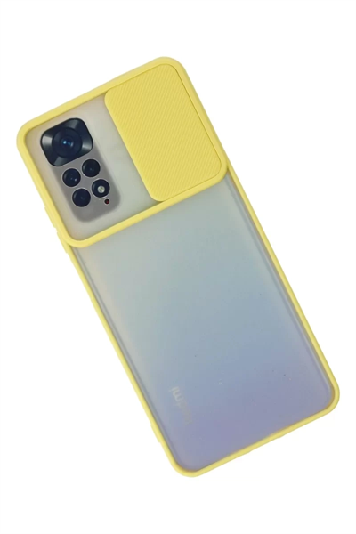 Xiaomi Redmi Note 11 Kılıf Palm Buzlu Kamera Sürgülü Silikon - Sarı