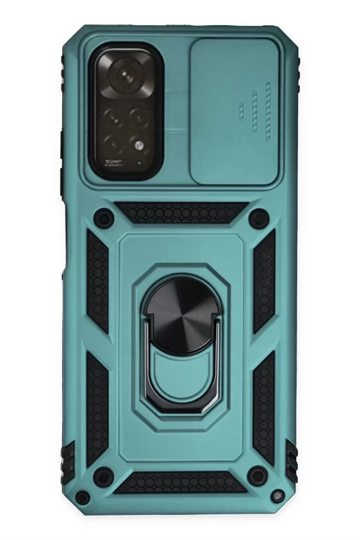 Xiaomi Redmi Note 11 Kılıf Pars Lens Yüzüklü Silikon - Yeşil