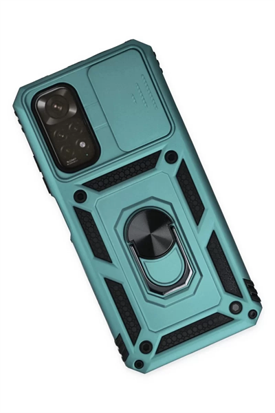 Xiaomi Redmi Note 11 Kılıf Pars Lens Yüzüklü Silikon - Yeşil