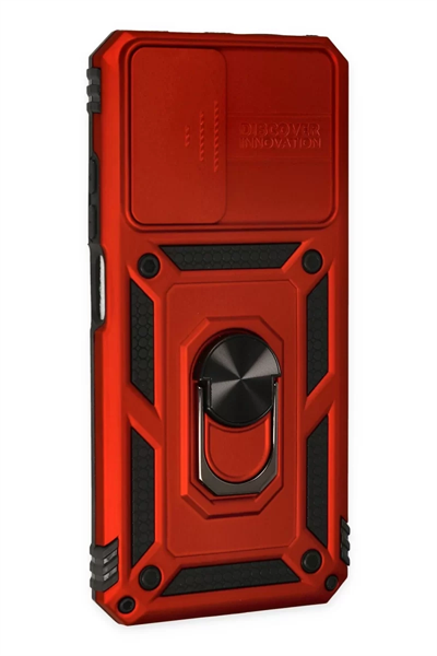Xiaomi Redmi Note 11 Kılıf Pars Lens Yüzüklü Silikon - Kırmızı