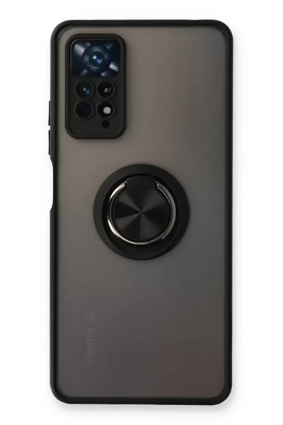 Xiaomi Redmi Note 11 Pro Kılıf Montreal Yüzüklü Silikon Kapak - Siyah
