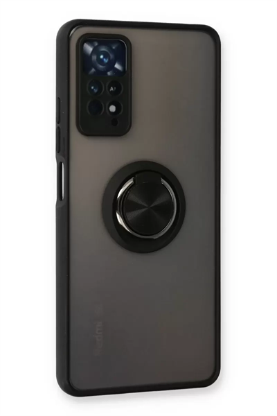 Xiaomi Redmi Note 11 Pro Kılıf Montreal Yüzüklü Silikon Kapak - Siyah