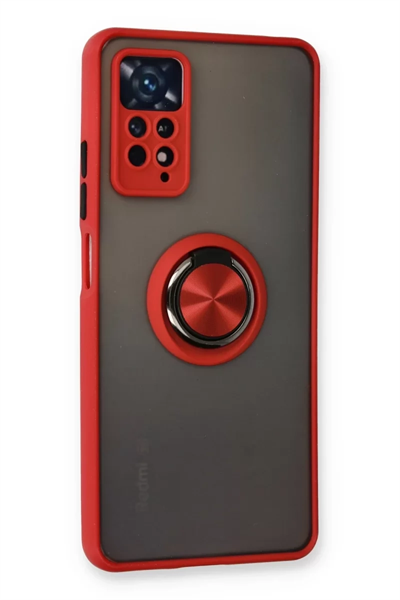 Xiaomi Redmi Note 11 Pro Kılıf Montreal Yüzüklü Silikon Kapak - Kırmızı