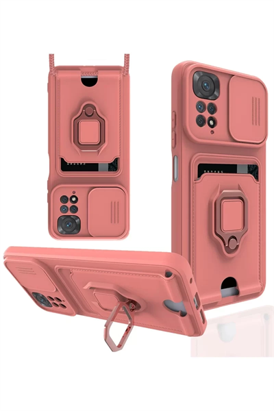 Xiaomi Redmi Note 11 Pro Kılıf Zuma Kartvizitli Yüzüklü Silikon - Pembe