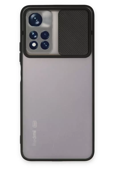 Xiaomi Redmi Note 11T Kılıf Palm Buzlu Kamera Sürgülü Silikon - Siyah