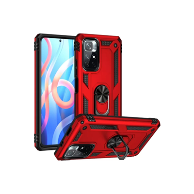 Xiaomi Redmi Note 11T Kılıf Sofya Yüzüklü Silikon Kapak - Kırmızı