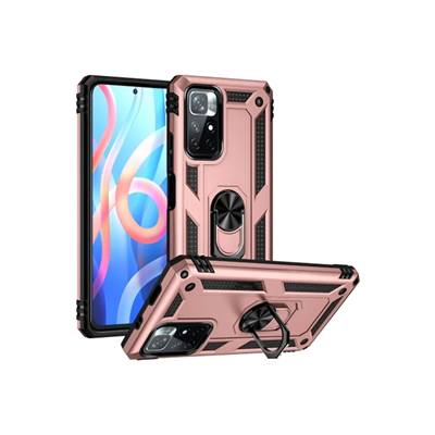 Xiaomi Redmi Note 11T Kılıf Sofya Yüzüklü Silikon Kapak - Rose