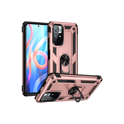 Xiaomi Redmi Note 11T Kılıf Sofya Yüzüklü Silikon Kapak - Rose