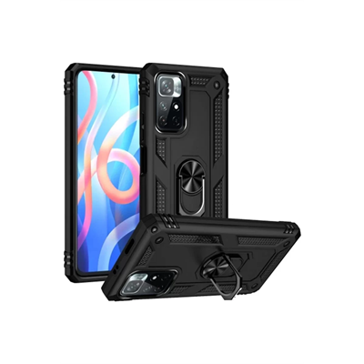 Xiaomi Redmi Note 11T Kılıf Sofya Yüzüklü Silikon Kapak - Siyah