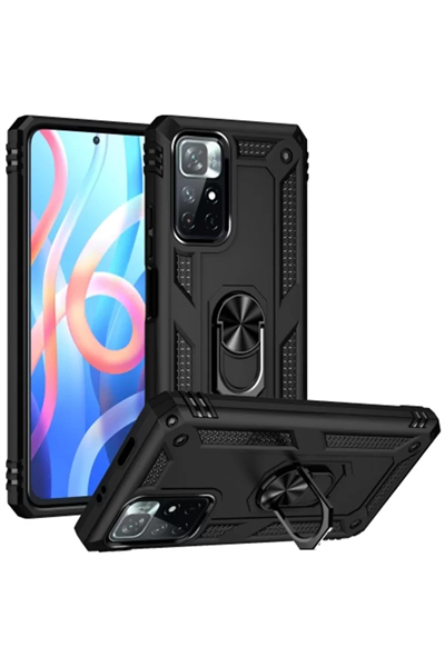 Xiaomi Redmi Note 11T Kılıf Sofya Yüzüklü Silikon Kapak - Siyah