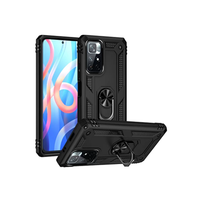 Xiaomi Redmi Note 11T Kılıf Sofya Yüzüklü Silikon Kapak - Siyah
