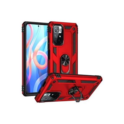 Xiaomi Redmi Note 11T Kılıf Sofya Yüzüklü Silikon Kapak - Kırmızı