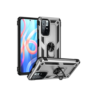Xiaomi Redmi Note 11T Kılıf Sofya Yüzüklü Silikon Kapak - Gümüş