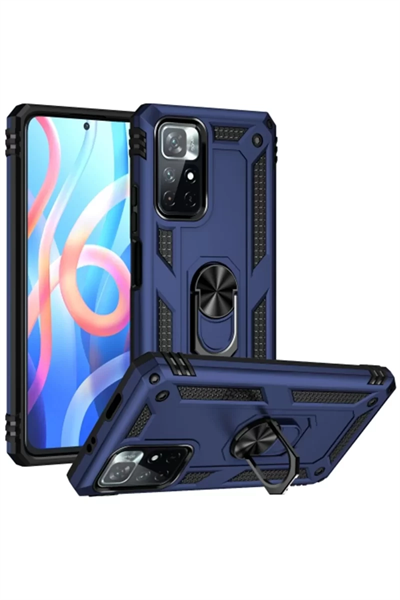 Xiaomi Redmi Note 11T Kılıf Sofya Yüzüklü Silikon Kapak - Lacivert
