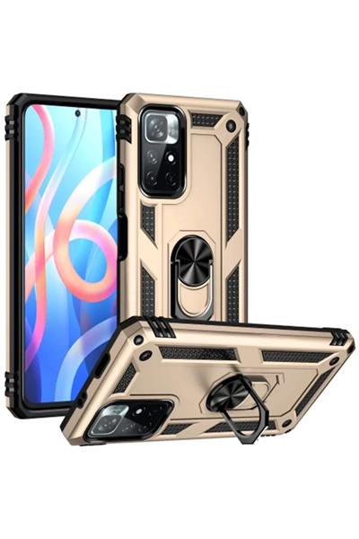 Xiaomi Redmi Note 11T Kılıf Sofya Yüzüklü Silikon Kapak - Gold