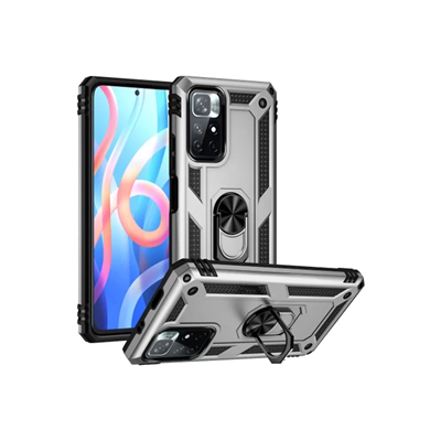 Xiaomi Redmi Note 11T Kılıf Sofya Yüzüklü Silikon Kapak - Gümüş