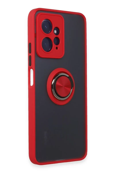 Xiaomi Redmi Note 12 4G Kılıf Montreal Yüzüklü Silikon Kapak - Kırmızı