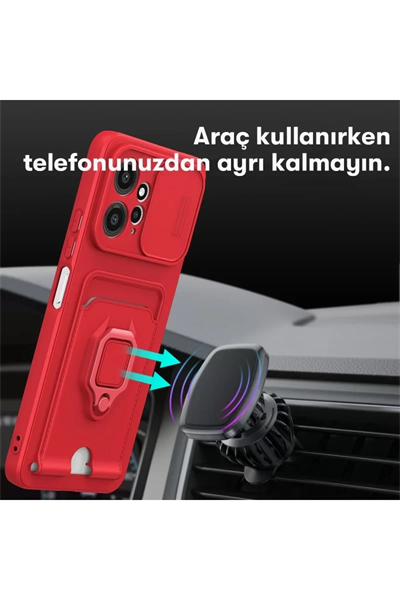 Xiaomi Redmi Note 12 4G Kılıf Zuma Kartvizitli Yüzüklü Silikon - Kırmızı