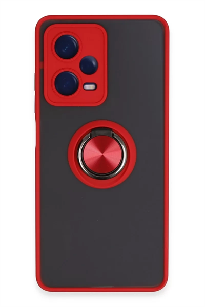 Xiaomi Redmi Note 12 5G Kılıf Montreal Yüzüklü Silikon Kapak - Kırmızı