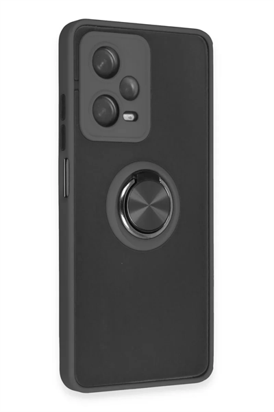 Xiaomi Redmi Note 12 5G Kılıf Montreal Yüzüklü Silikon Kapak - Siyah