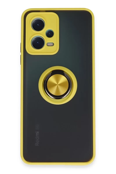 Xiaomi Redmi Note 12 5G Kılıf Montreal Yüzüklü Silikon Kapak - Sarı