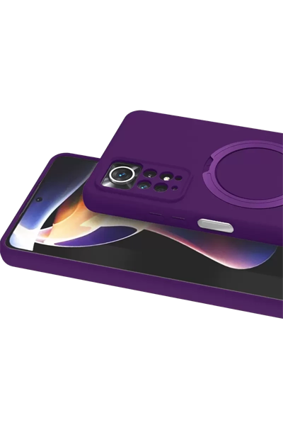 Xiaomi Redmi Note 12 Pro 4G Regal Magsafe Standlı Kapak - Derin Mor