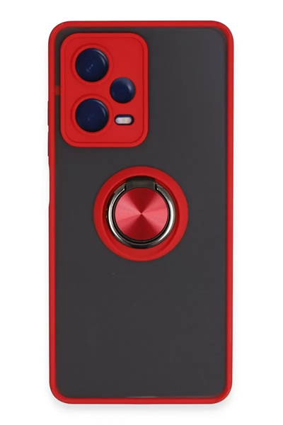 Xiaomi Redmi Note 12 Pro 5G Kılıf Montreal Yüzüklü Silikon Kapak - Kırmızı