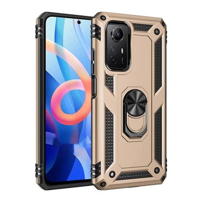 Xiaomi Redmi Note 12S Kılıf Sofya Yüzüklü Silikon Kapak - Gold