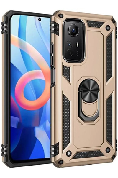 Xiaomi Redmi Note 12S Kılıf Sofya Yüzüklü Silikon Kapak - Gold