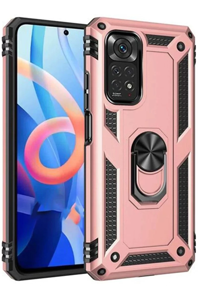 Xiaomi Redmi Note 12S Kılıf Sofya Yüzüklü Silikon Kapak - Rose