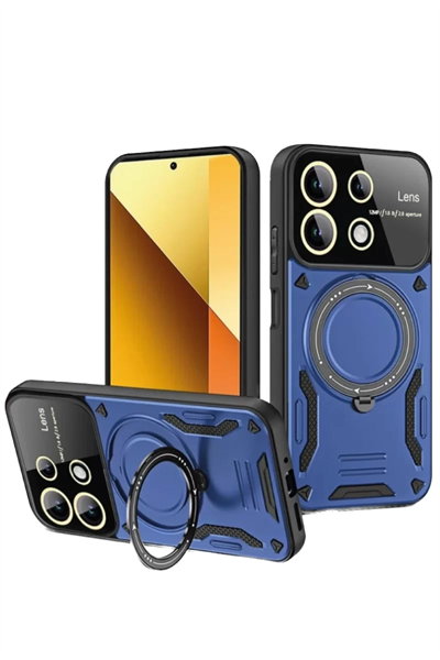 Xiaomi Redmi Note 13 4G Kılıf Joy Lens Standlı Kapak - Lacivert