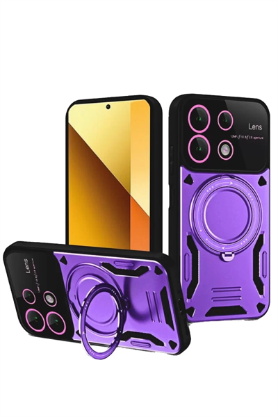 Xiaomi Redmi Note 13 4G Kılıf Joy Lens Standlı Kapak - Mor