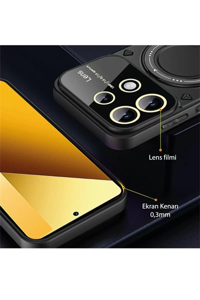 Xiaomi Redmi Note 13 4G Kılıf Joy Lens Standlı Kapak - Mor