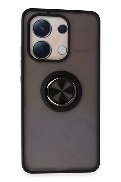 Xiaomi Redmi Note 13 4G Kılıf Montreal Yüzüklü Silikon Kapak - Siyah
