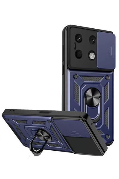 Xiaomi Redmi Note 13 4G Kılıf Pars Lens Yüzüklü Silikon - Lacivert