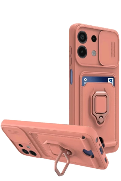 Xiaomi Redmi Note 13 4G Kılıf Zuma Kartvizitli Yüzüklü Silikon - Pembe