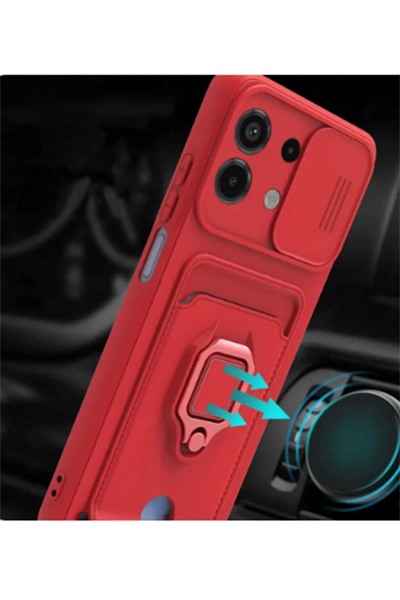 Xiaomi Redmi Note 13 4G Kılıf Zuma Kartvizitli Yüzüklü Silikon - Lila