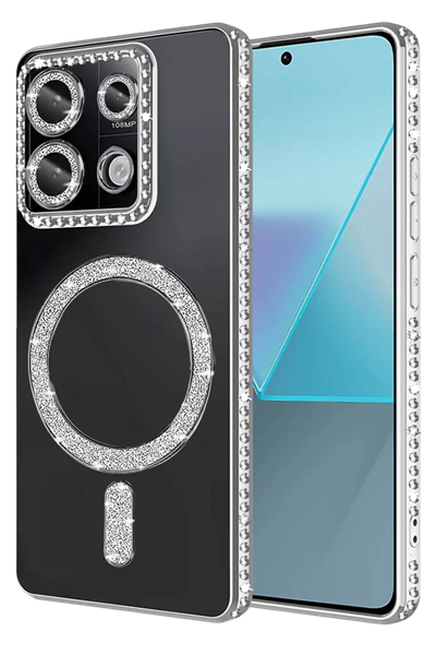 Xiaomi Redmi Note 13 Pro 4G Joke Simli Magneticsafe Kılıf - Gümüş