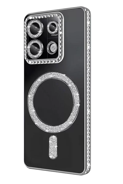 Xiaomi Redmi Note 13 Pro 4G Joke Simli Magneticsafe Kılıf - Gümüş
