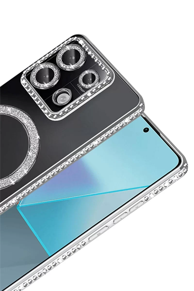 Xiaomi Redmi Note 13 Pro 4G Joke Simli Magneticsafe Kılıf - Gümüş