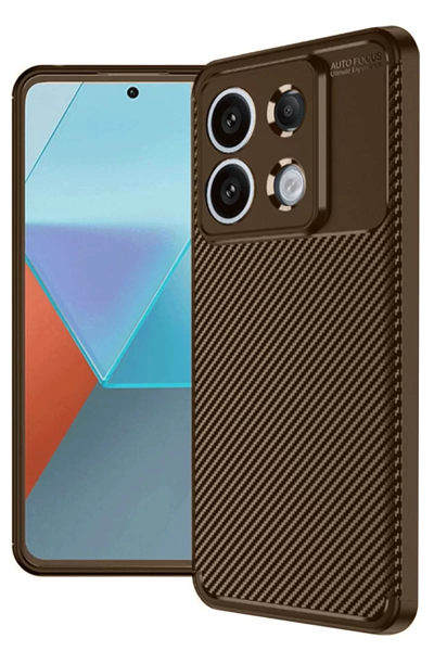 Xiaomi Redmi Note 13 Pro 4G Kılıf Auto Focus Karbon Kapak - Kahverengi