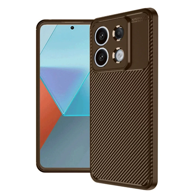 Xiaomi Redmi Note 13 Pro 4G Kılıf Auto Focus Karbon Kapak - Kahverengi