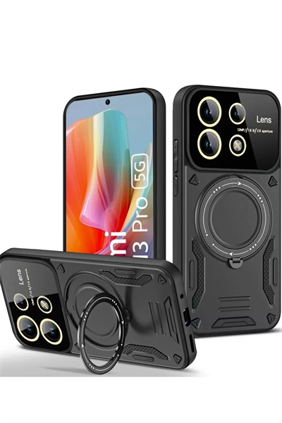 Xiaomi Redmi Note 13 Pro 5G Kılıf Joy Lens Standlı Kapak - Siyah
